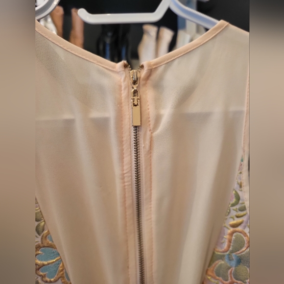 Cut-out halter top brocard party dress- pastel and gold - Alessandro Miele - Picture 5 of 7